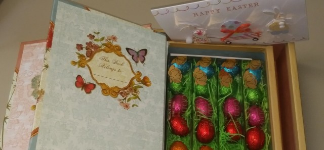 Easter card and chocolates